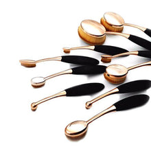 Load image into Gallery viewer, 10 Piece Black and Gold Oval Brush Set