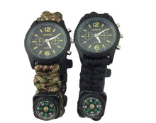 Load image into Gallery viewer, Whistle Watch Fire Starter Compass Paracord
