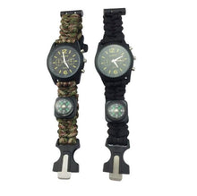 Load image into Gallery viewer, Whistle Watch Fire Starter Compass Paracord
