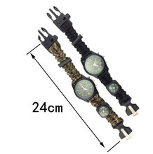 Load image into Gallery viewer, Whistle Watch Fire Starter Compass Paracord
