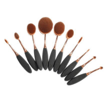 Load image into Gallery viewer, 10 Piece Black and Gold Oval Brush Set
