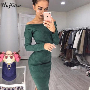 Hugcitar Suede Long Sleeve off shoulder Women