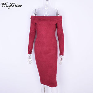 Hugcitar Suede Long Sleeve off shoulder Women